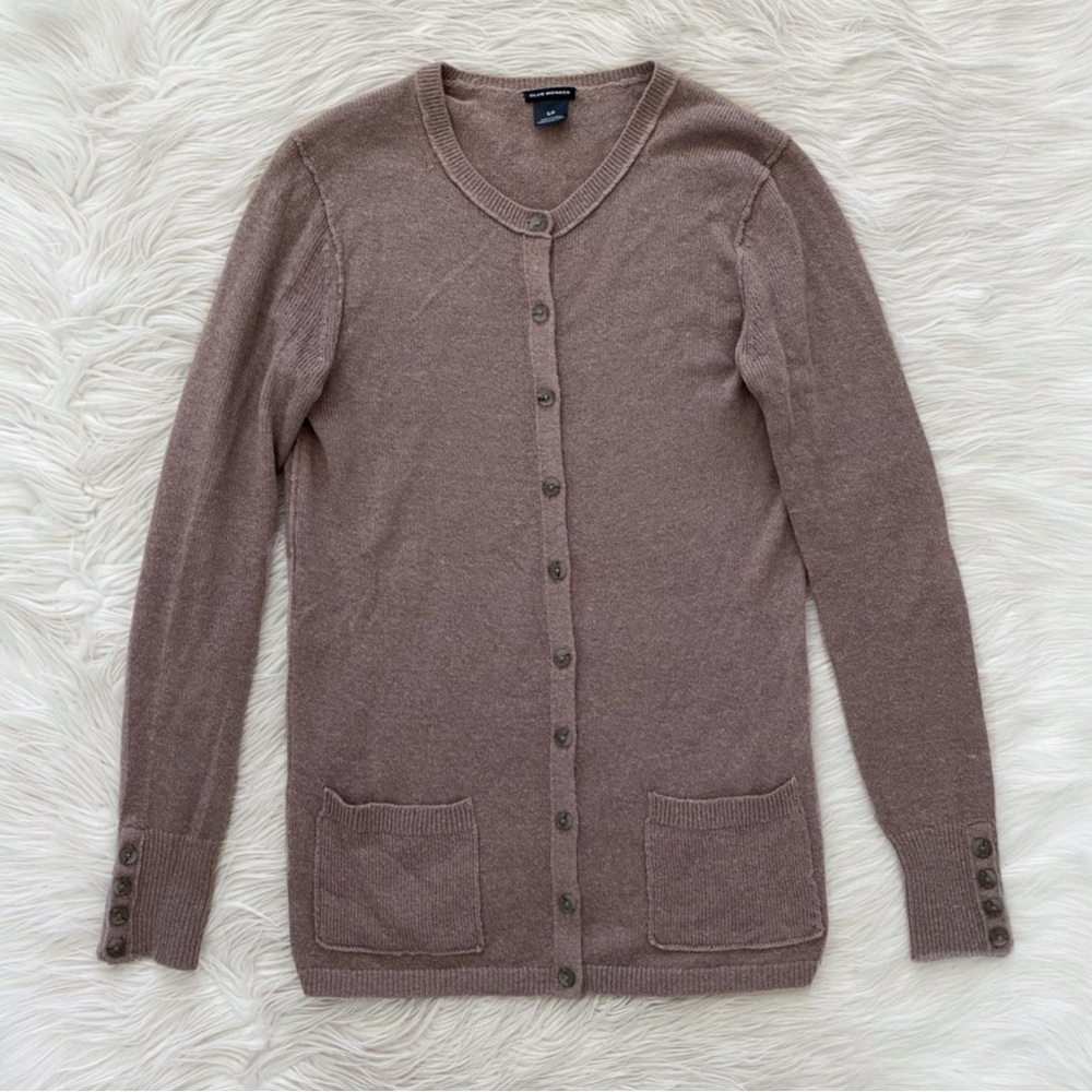 Club Monaco Tan Brown Alpaca Wool Blend Lightweight Button Cardigan Sweater